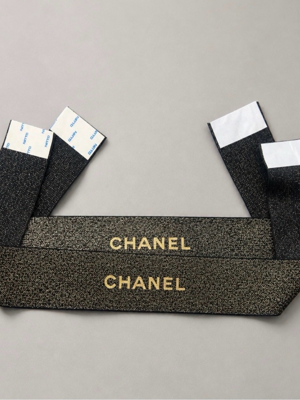 Rare CHANEL Black Gold Glitter Belly Bands Set of 2